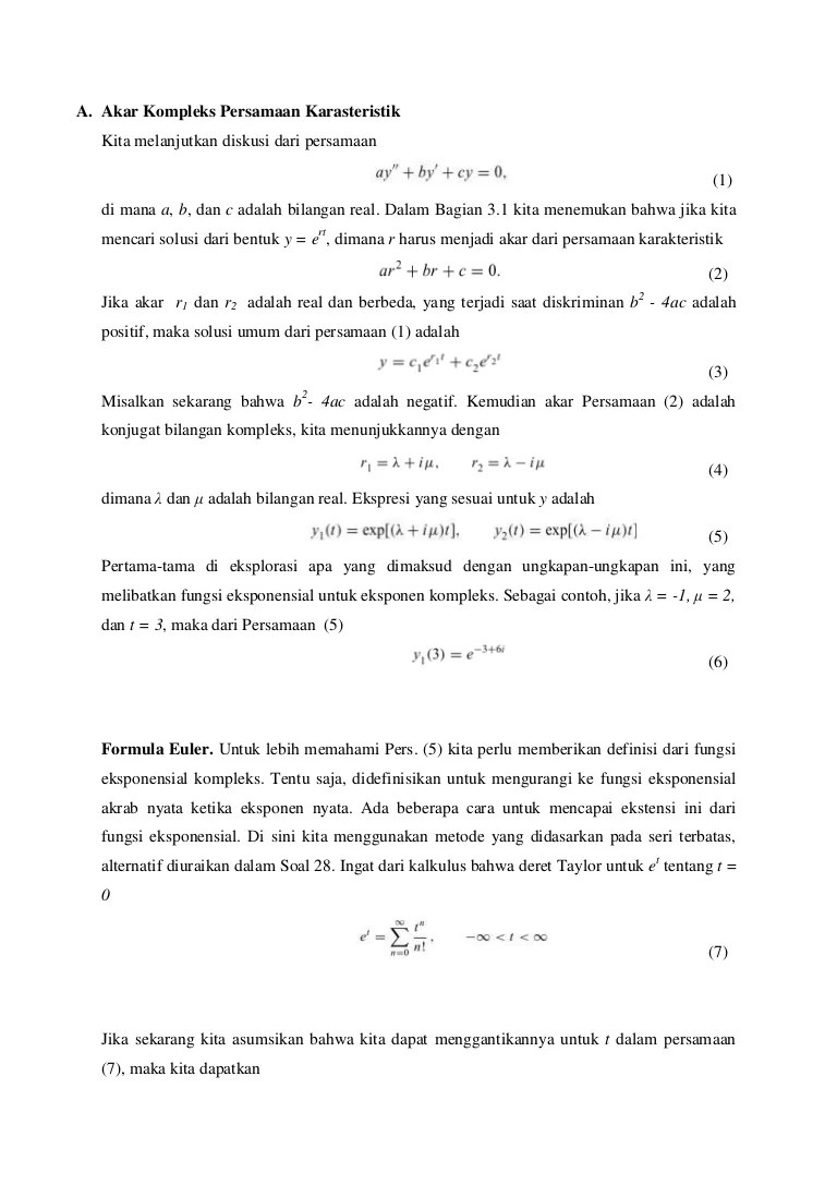 Turunan fungsi eksponensial dan logaritmik. Akar Kompleks Dan Akar Berulang Pd Orde 2