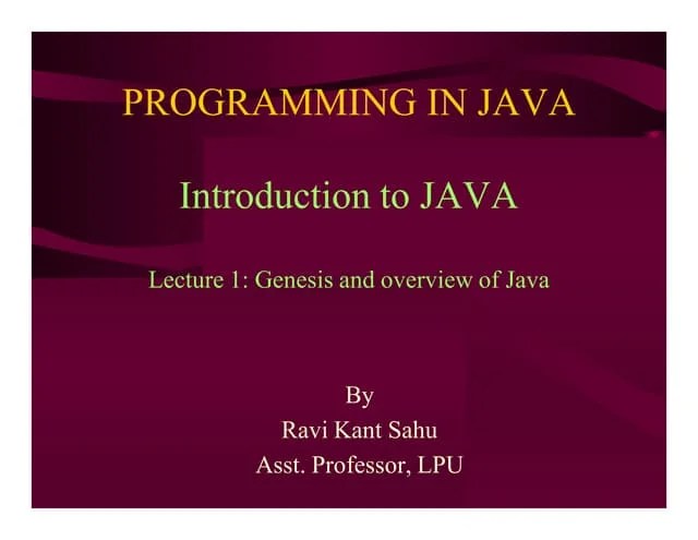Introduction To JAVA | PPTX