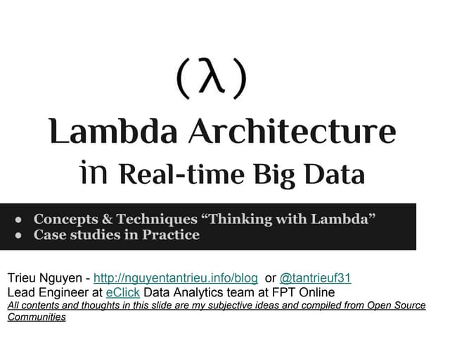 Lambda Architecture For Real Time Big Data | PDF