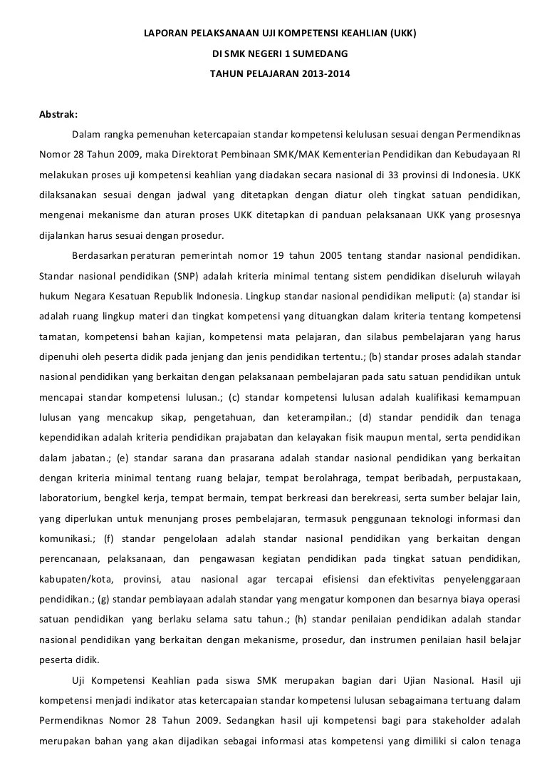 Izin penambahan kompetensi keahlian baru smk negeri. Laporan Ukk 2014