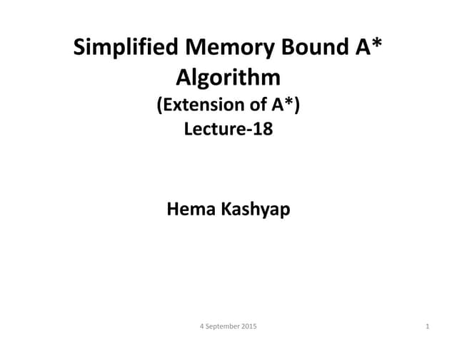 Lecture 17 Iterative Deepening A Star Algorithm Pptx