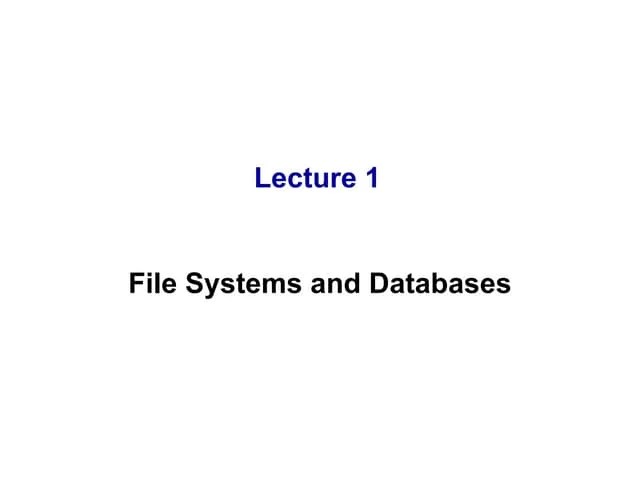 Lecture 01 Introduction To Database | PPT