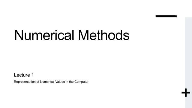 Lecture 1 - Numerical Methods | PPTX