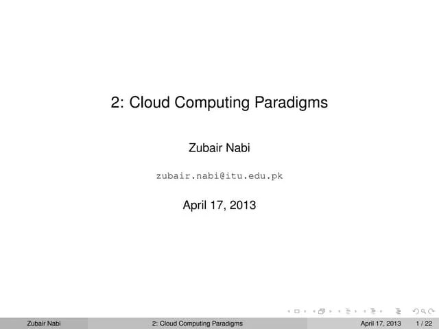Topic 2: Cloud Computing Paradigms | PDF