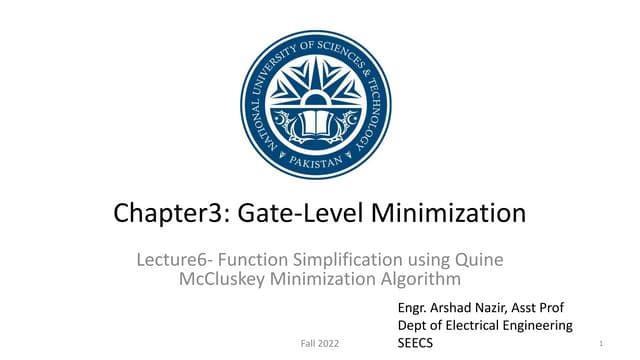 Lecture6 Chapter3- Function Simplification Using Quine-MacCluskey ...