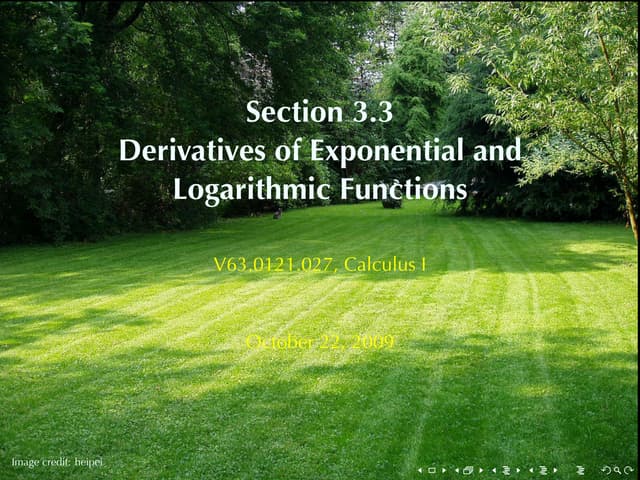 Lesson 16: Derivatives Of Logarithmic And Exponential Functions | PDF | Physics | Science