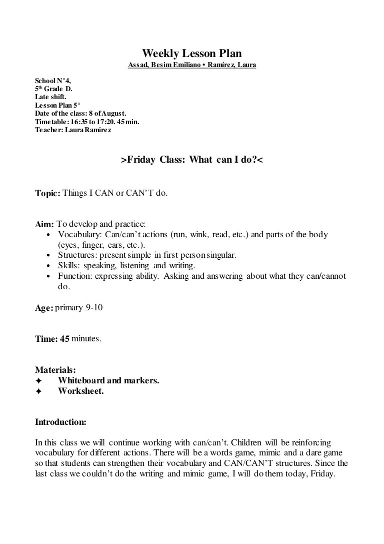 Still, there are times when children prove. Lesson Plan N 5 Assad Ramirez