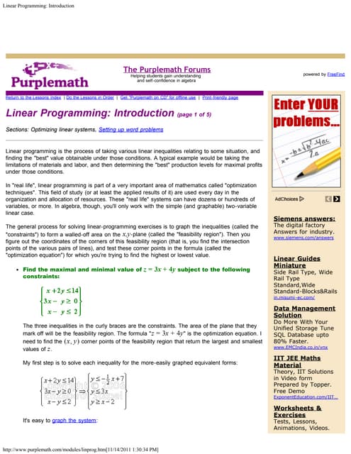 Linear Programming Introduction | PDF | Computing | Technology & Computing
