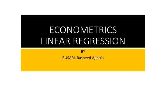 Econometrics Notes (Introduction, Simple Linear Regression, Multiple ...