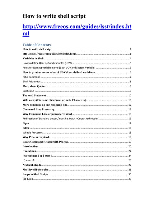Linux Shell Scripting Tutorial | PDF