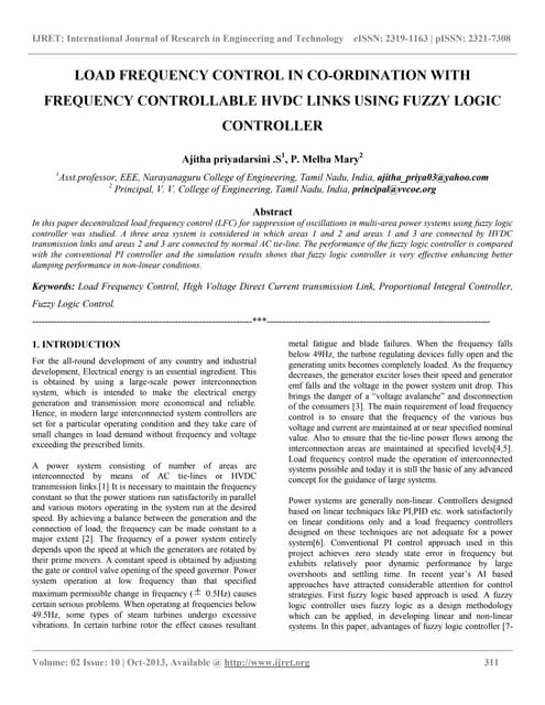 Load Frequency Control In Three Area Power System Using Fuzzy Logic Controller | PDF | Internet ...