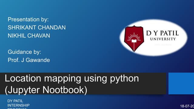 Location Mapping Using Python (jupyter Nootbook) | PPT