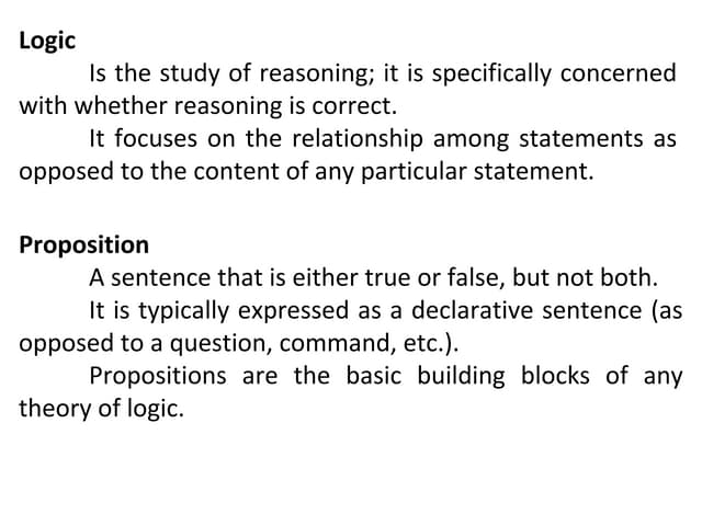 Logic - Logical Propositions | PPTX