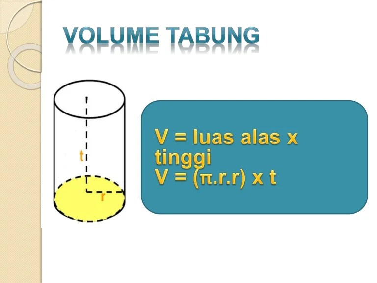 Radius silinder adalah setengah dari diameter yaitu 10 cm. Luas Dan Volume Tabung
