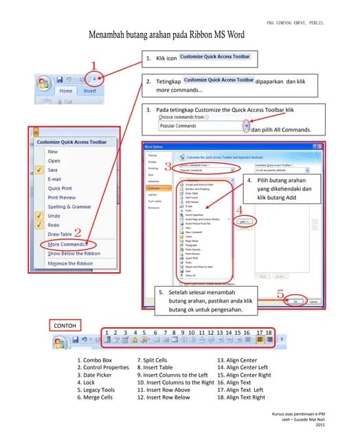 Manual Setting Customize Quick Access Toolbar | PDF