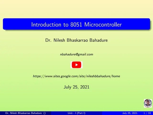 Embedded System Microcontroller 8051 | PPTX