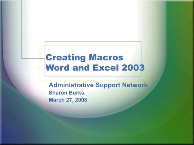 Intro Macros In Excel 2007 | PPT