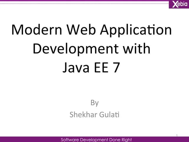 Modern Web Application Development With Java Ee 7 | PPT
