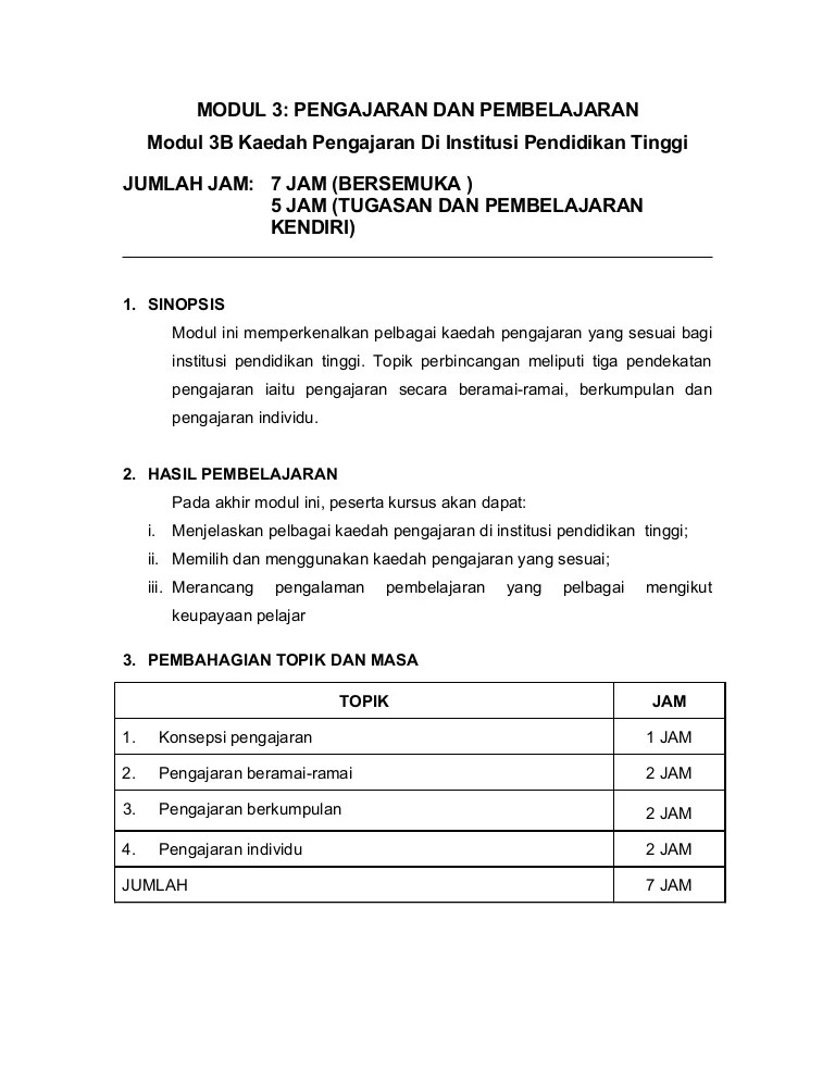 Kertas kerja latihan dalam perkhidmatannama : Modul 3 3 B 1