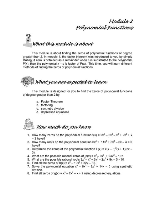 Module 2 Polynomial Functions | PDF