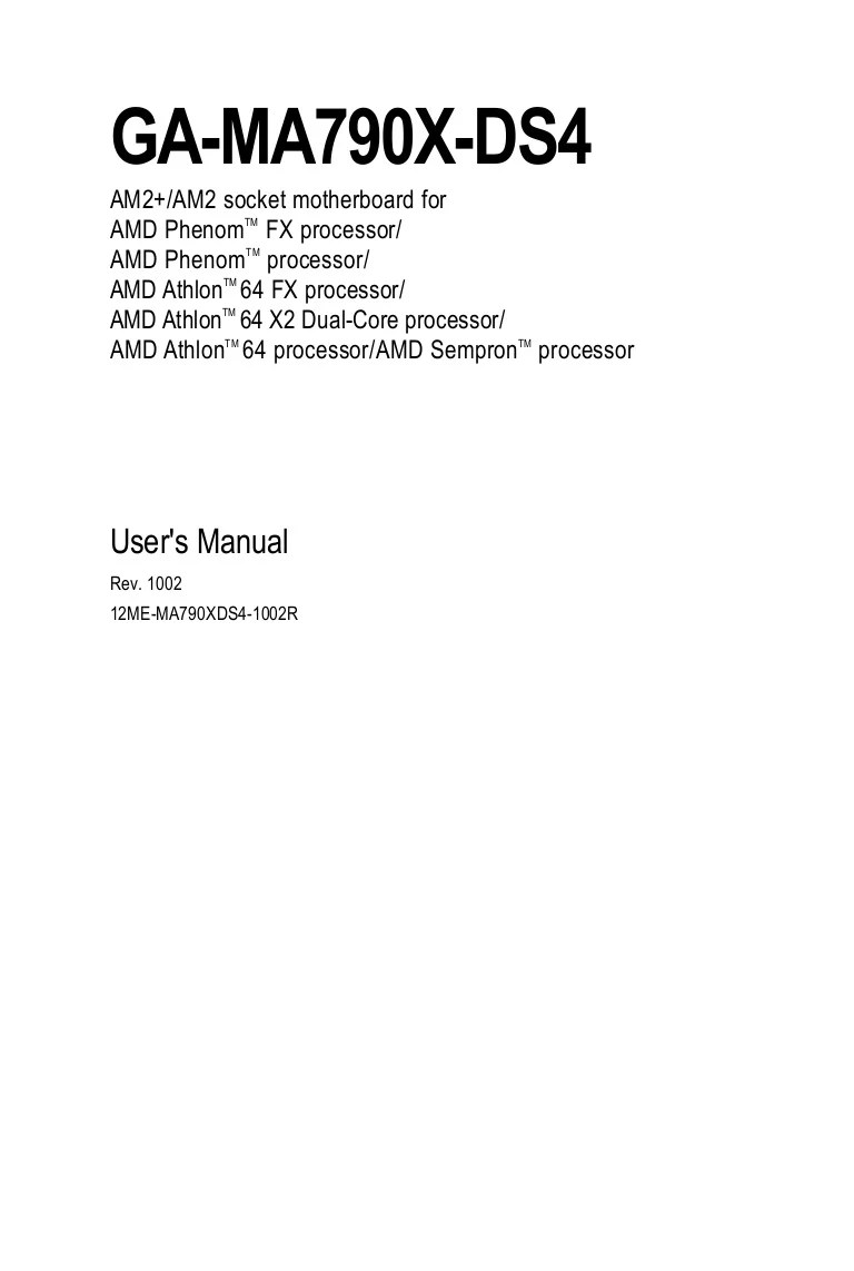 A wide range of expansion modules allows the user to set up a flexible logo! Motherboard Manual Ga Ma790x Ds4 E