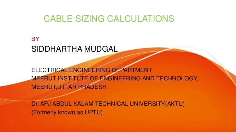 Cable Sizing Calculations 