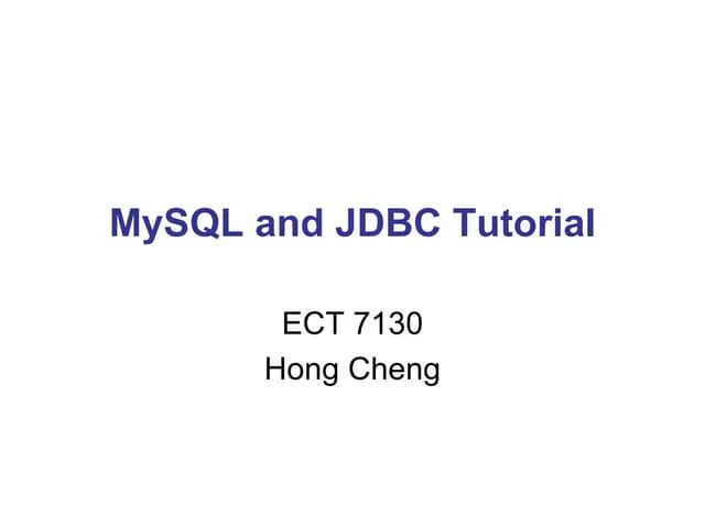 MySQL JDBC Tutorial | PPT