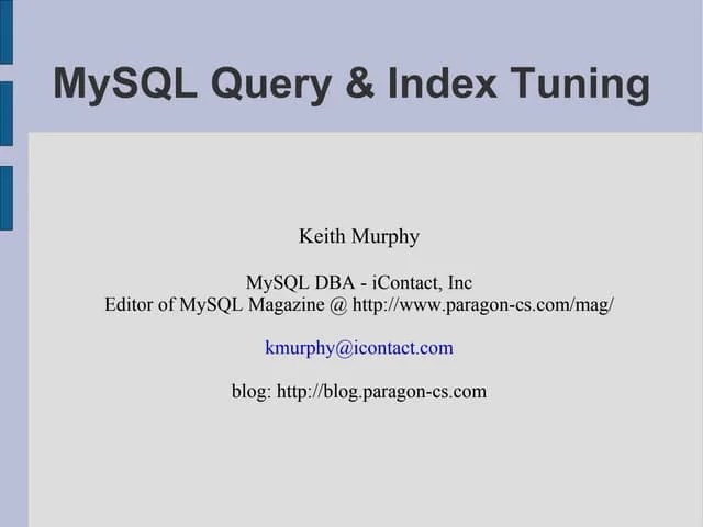 MySQL Query And Index Tuning | PDF | Databases | Computer Software And ...