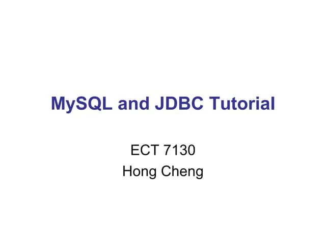 My Sql And Jdbc Tutorial | PPT