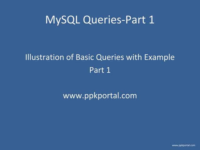 Mysql Tutorial Commands_part1 | PPT | Databases | Computer Software And ...