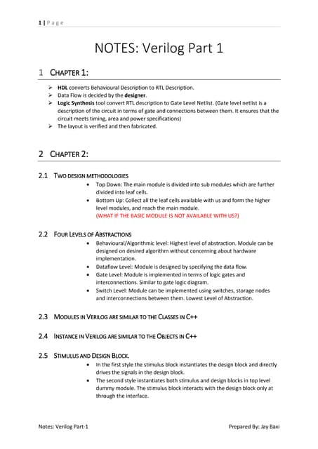 Notes: Verilog Part 1 - Overview - Hierarchical Modeling Concepts ...