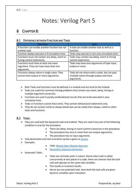 Notes: Verilog Part 5 - Tasks And Functions | PDF | Programming ...