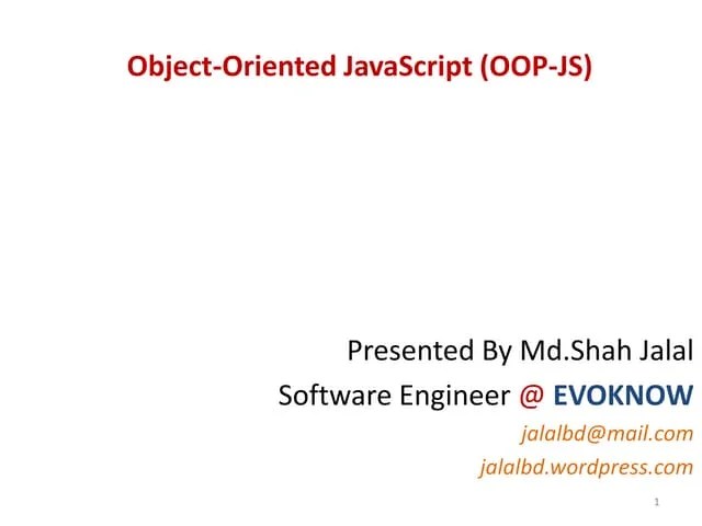 Object Oriented Javascript | PPTX