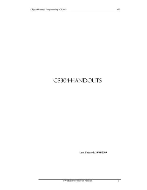 Object Oriented Programming(OOP) CS304 Handouts | PDF
