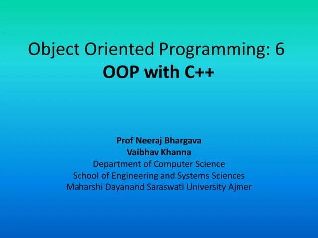 Object Oriented Programming 6 Oop With C++ | PPTX | Programming ...