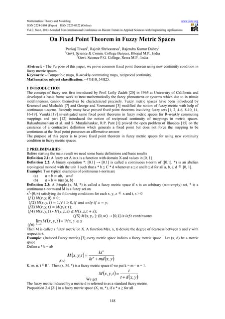 Fixed Point Theorem In Fuzzy Metric Space | PDF