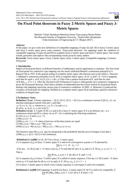 On Fixed Point Theorems In Fuzzy 2 Metric Spaces And Fuzzy 3-metric ...
