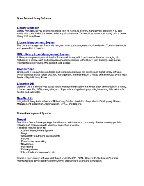 Open Source Library Software Doc