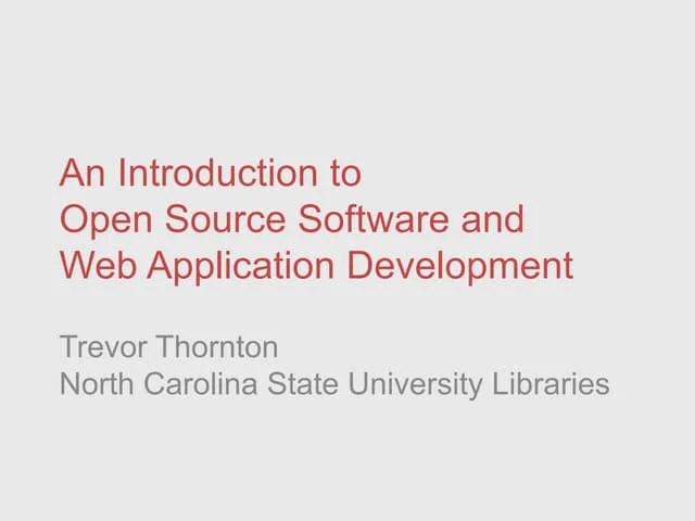 An Introduction To Open Source Software And Web Application Development
