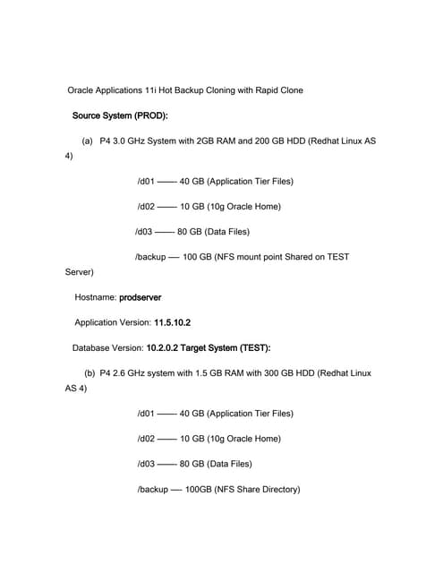 Oracle Applications 11i Hot Backup Cloning With Rapid Clone | PDF