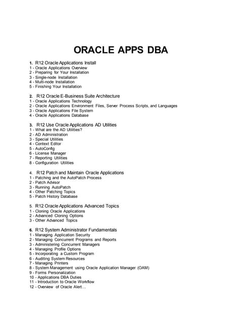 Oracle APPS DBA Course Content | DOCX | Computer Software And Applications | Computing