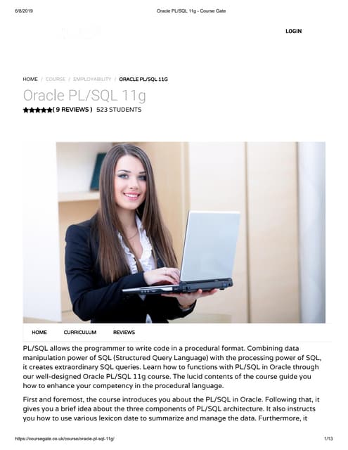 Oracle Pl Sql 11g - Course Gate | PDF