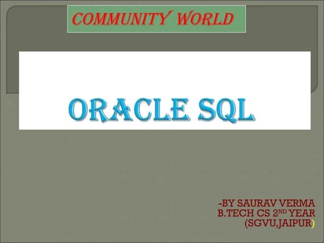 Oracle PL-SQL | PPT