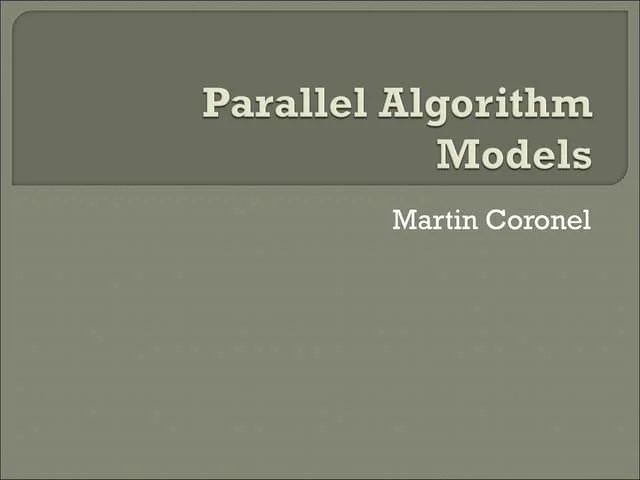 Parallel Algorithm Models | PPT