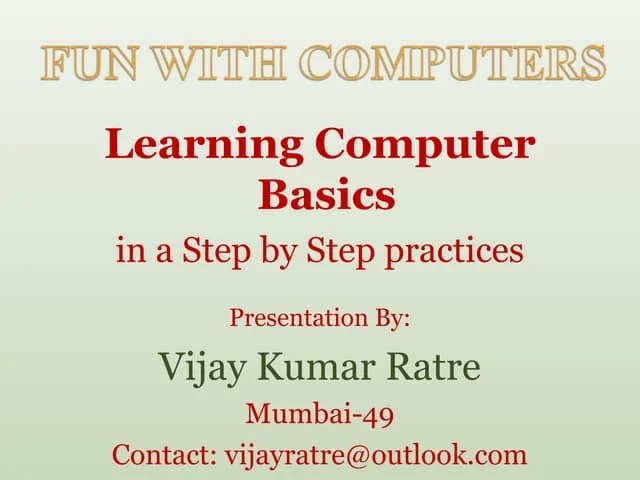 Part 1 Learning Computer Basics | PPT