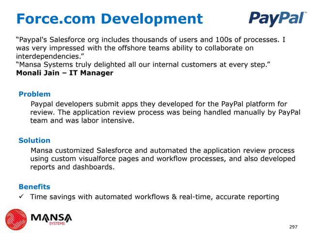 Paypal Application Review Process Automated With Force.com Development Success Story | PPTX
