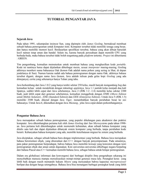 Pengantar Pemrograman Java | PDF
