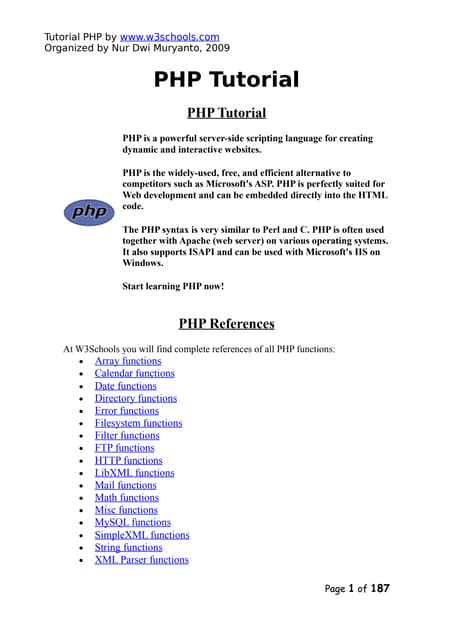 Php Tutorial(w3schools) | PDF