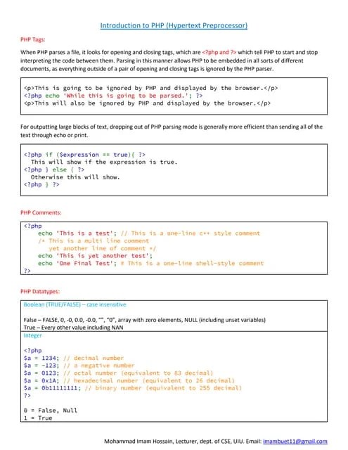 Web 8 | Introduction To PHP | PDF | Web Development | Internet