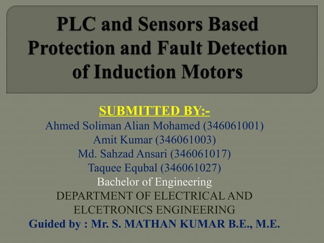 Induction Motor Protection Using PLC | PDF